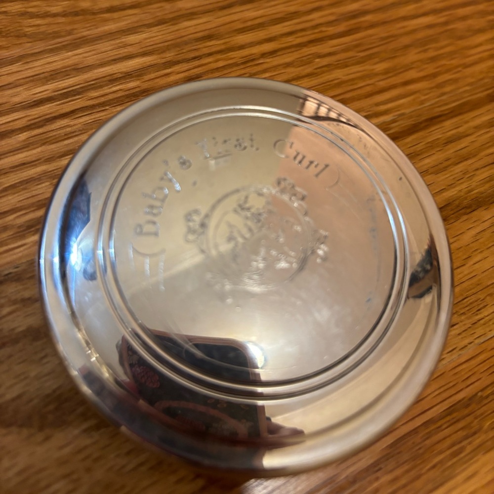 Baby’s First curl keepsake box from Salisbury pewter